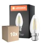 Multipack 10x Ledvance Classic Performance LED Bulb B22d Candle Filament Clear 4W 470lm - 827 Extra Warm White | Replaces 40W